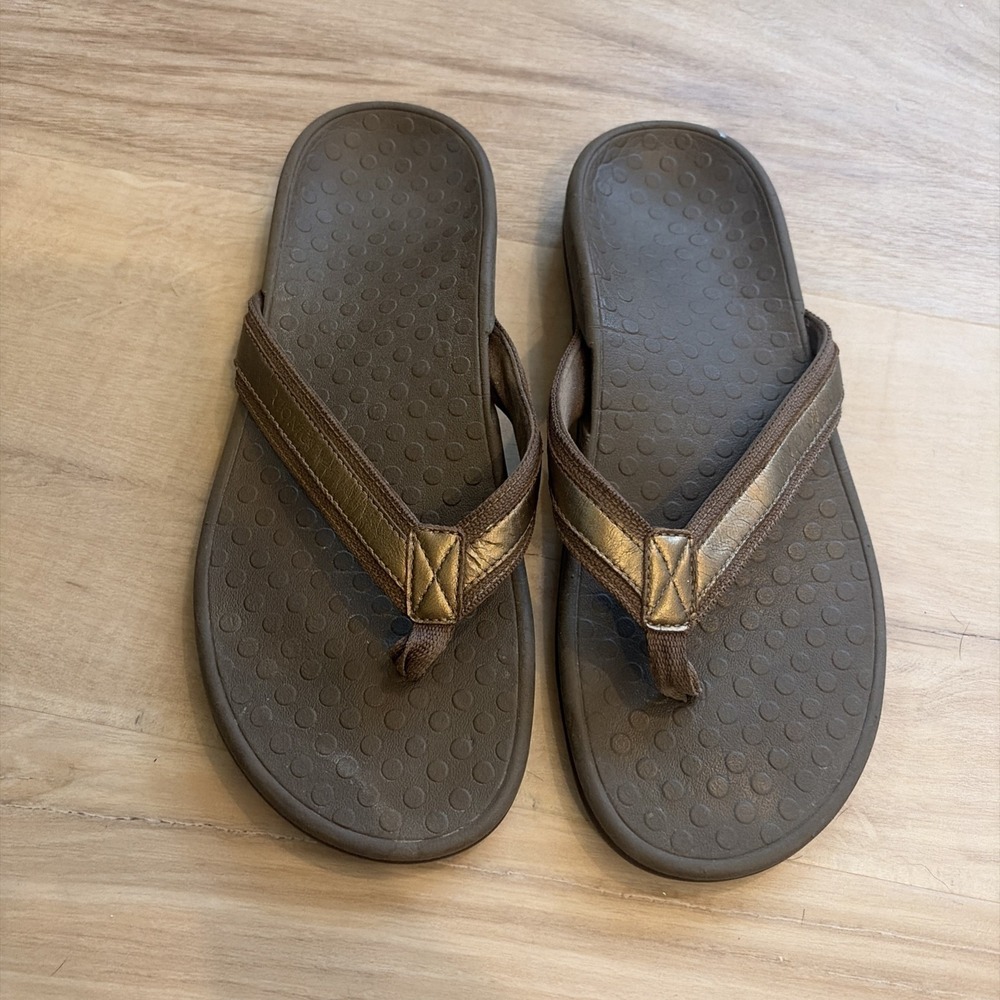 Vionic Tide II Bronze Toe Post Sandal Flip Flop Women's US 11